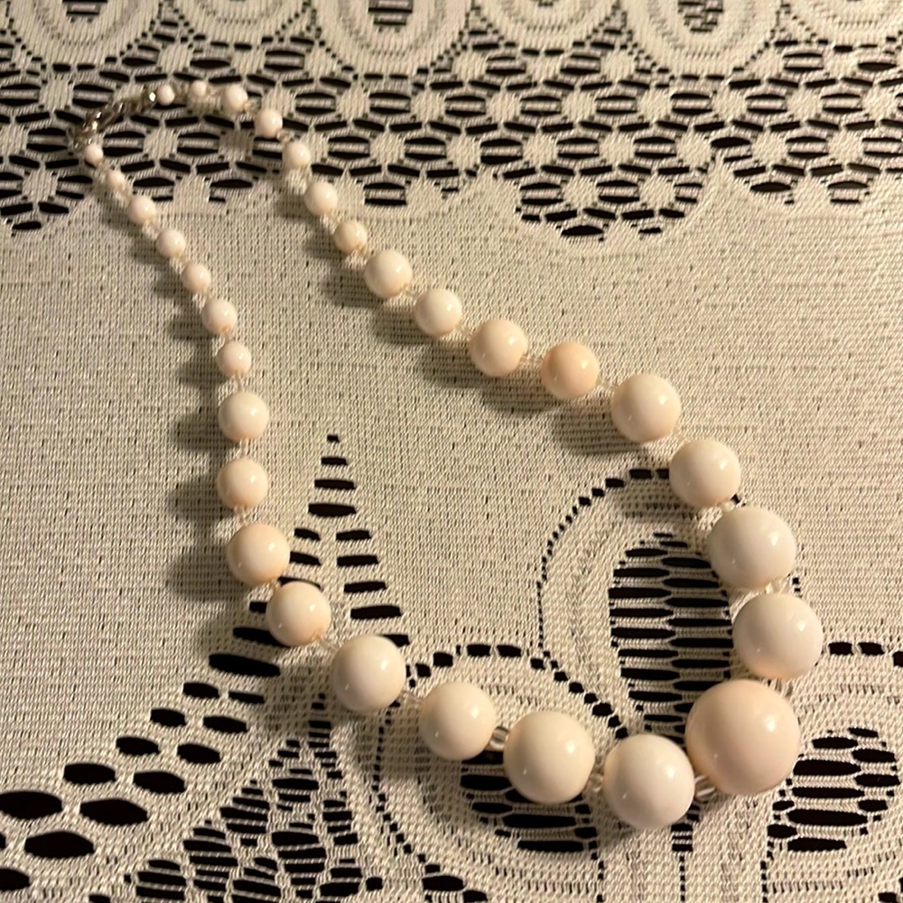 Big Beaded Necklace - Creamish/ white